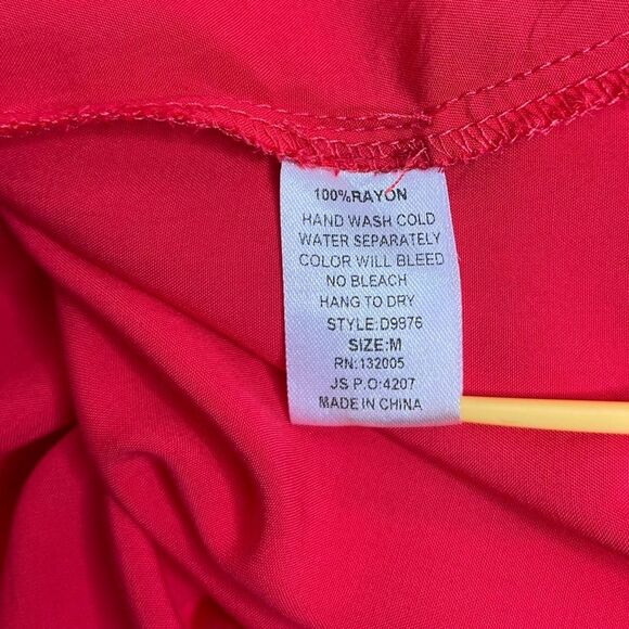 Entro Off Shoulder Pom Pom Embroidered Boho Peasant Tunic Red Orange Women Med - Picture 8 of 11